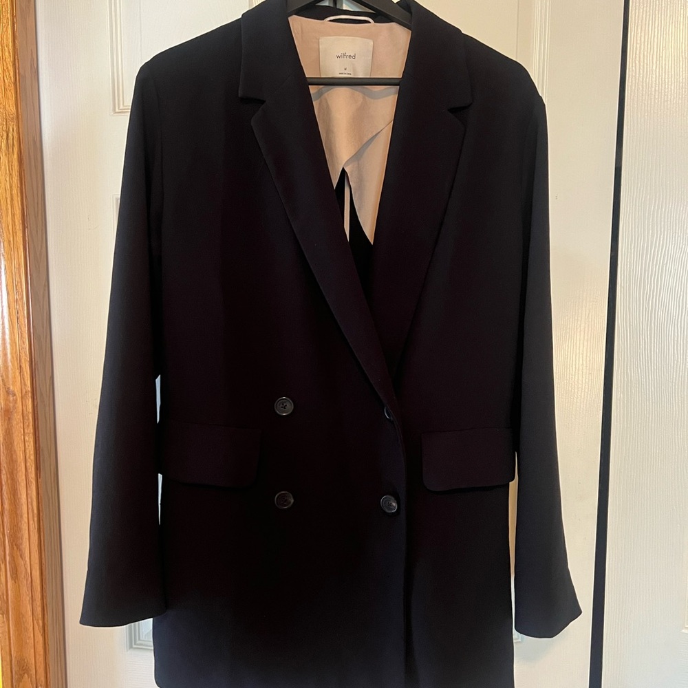 ARITZIA Wilfred Black Double-Breasted Cherrelle Blazer Jacket